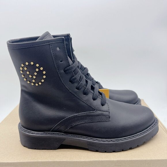 VALENTINO MARTY STUDDED LOGO LACE UP Combat BOOTS -BLACK LEATHER US 6 - Picture 2 of 12